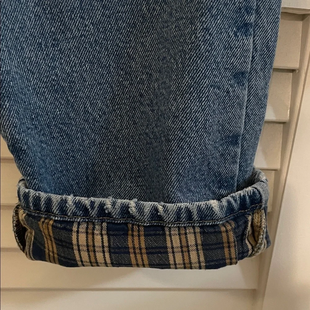 L.L. Bean Men's Relaxed Fit Distressed Flannel Underneath Denim Jeans
